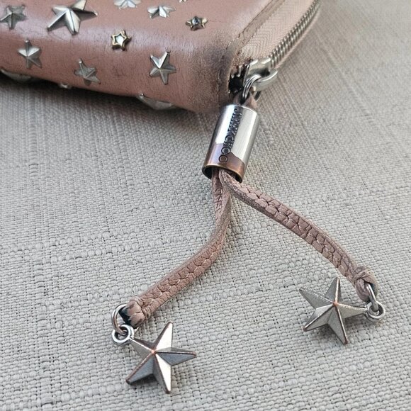 Jimmy Choo Clutch Nellie Star Studded Leather Zip Around Long Wallet Made Italy - Picture 5 of 12